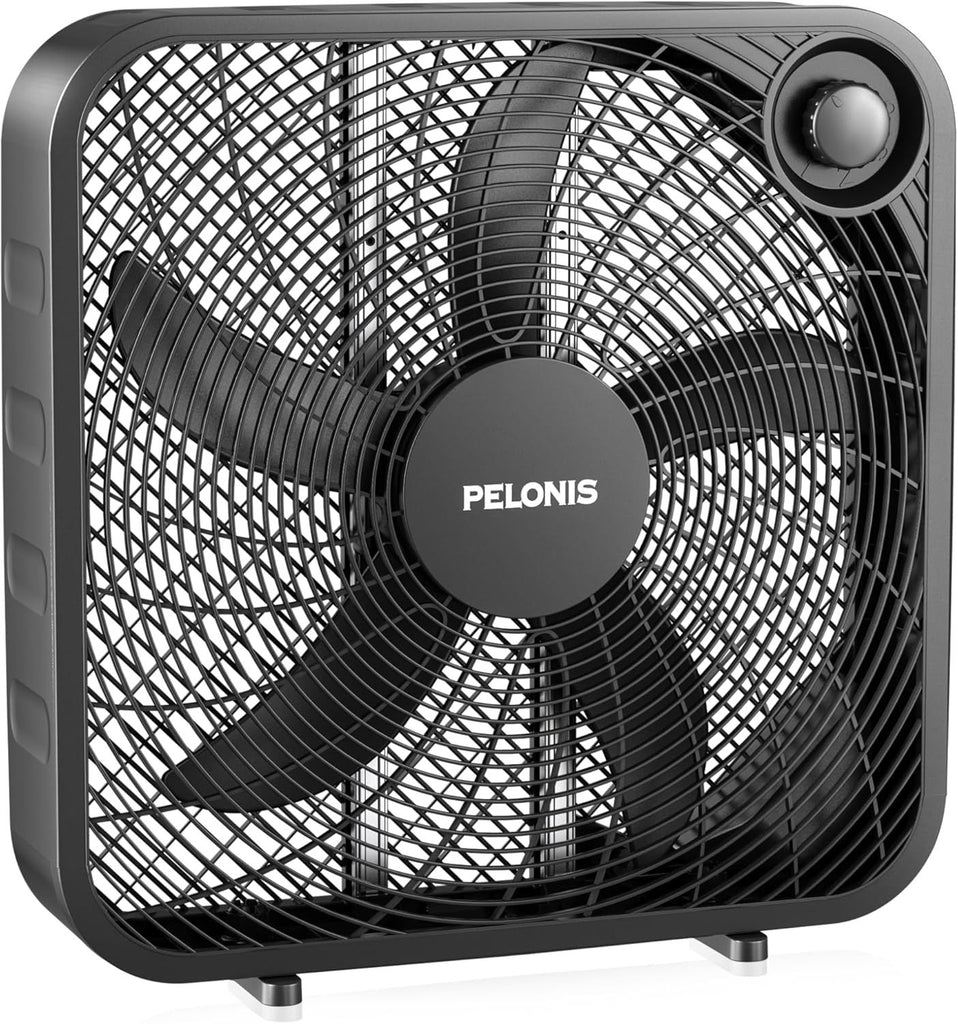 0 Inch Box Fan – 3 Speeds, Window Fans, Floor or Tabletop, 25ft/s, 2025 Upgraded, Superior Air Throw (2295 CFM), Lightweight, 5 Blades, Fans for Bedroom, Office, Living Room, Garage