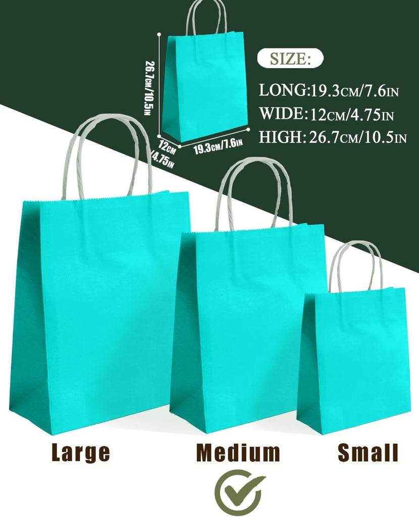 0PCS 3Medium Gift Bag with Handles Bulk 11"x5"x8" Gift Bags Bright Green Bags Multiple Uses (Medium Size)