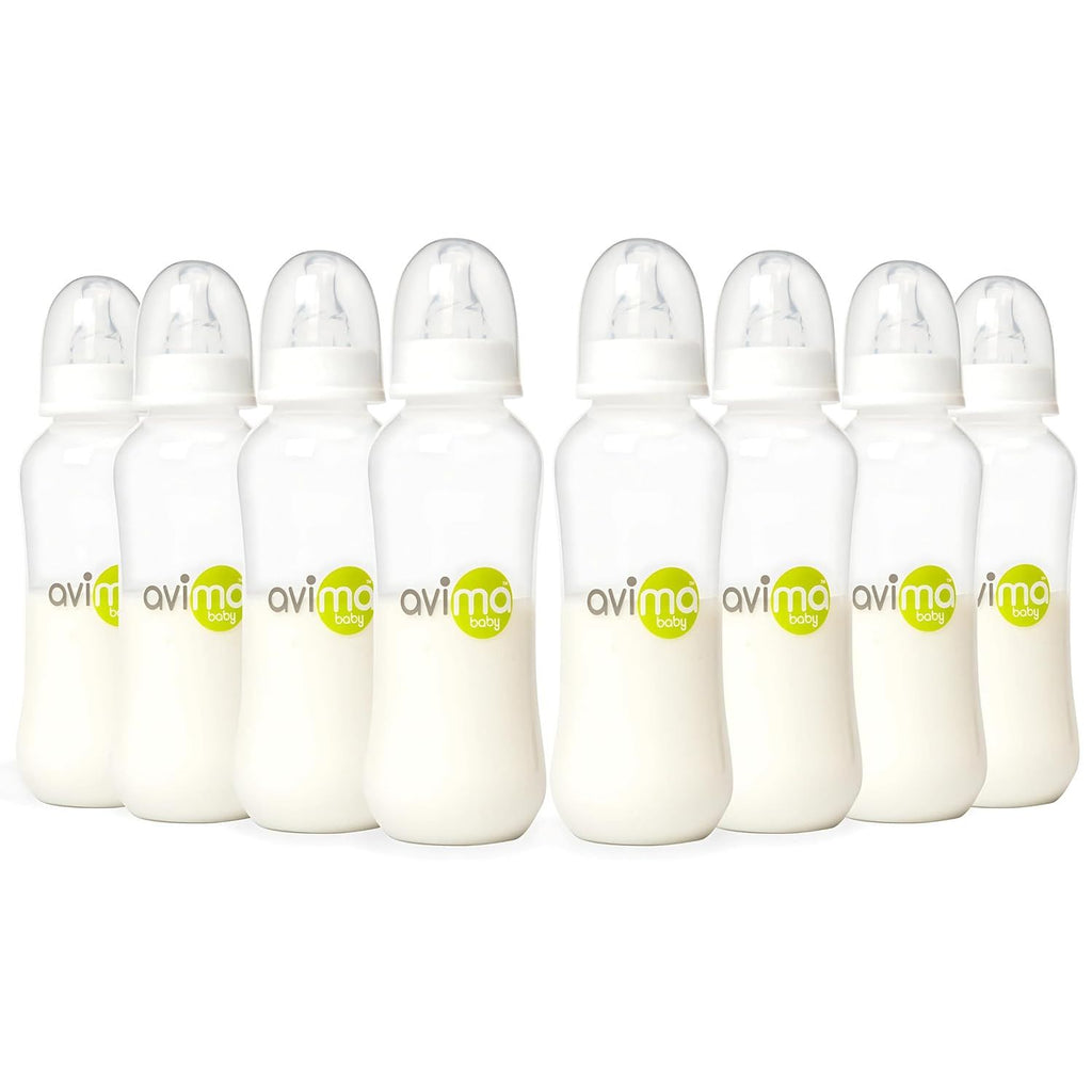 10 oz Anti Colic Baby Bottle Set - Medium Flow Nipples Included, Standard Neck, BPA Free - 3-6 Months, Stage 2 Feeding for Gas, Spit Up & Colic (Set of 8)