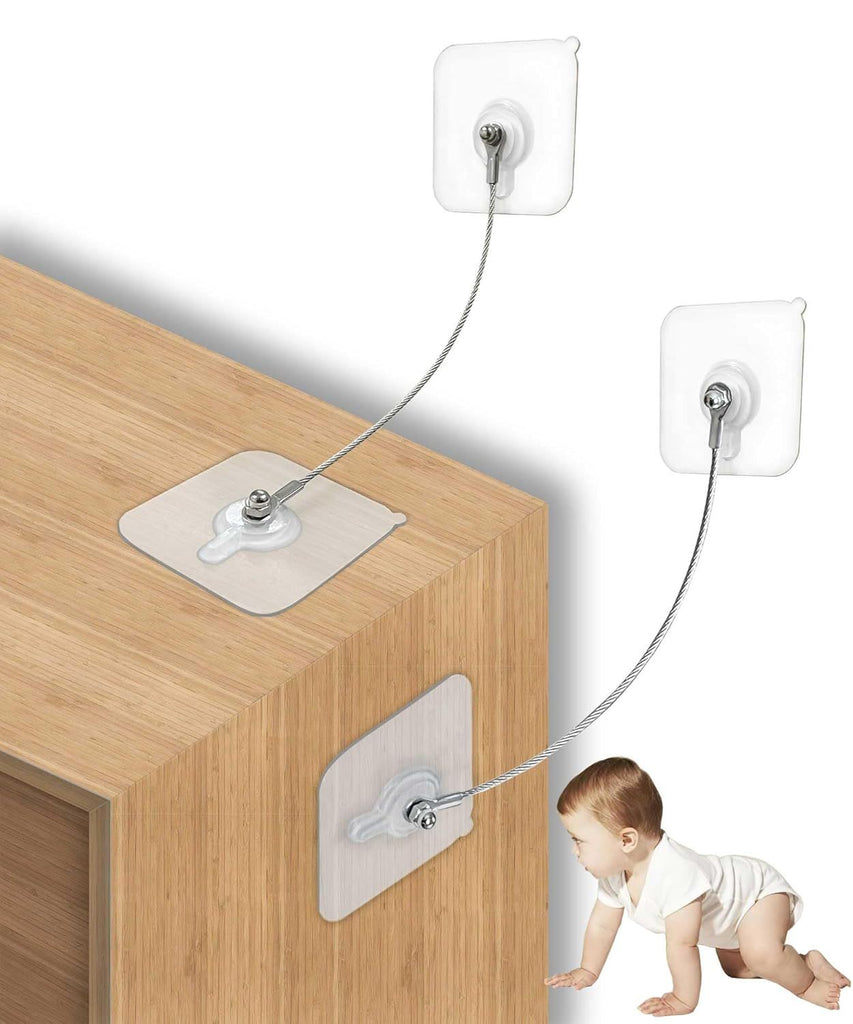 10 Pack, 12 inches Furniture Anchors Kit for Baby Proofing, Adhesive TV Safety Straps Use to Prevent Falling and Anti Tip, No Drill Dresser Or Cabinet to Wall Anchors