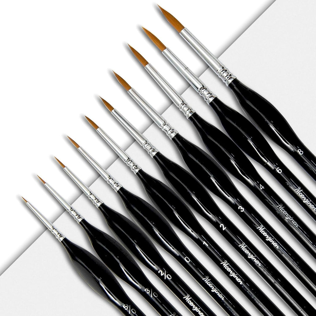 10 Pcs Exquisite Detail Paint Brush Set with Copper Tube and Special Double  Wire  Binding Process Birch Wood Pen Triangular Grip. Suitable Oil Watercolor  Acrylic Digital Painting