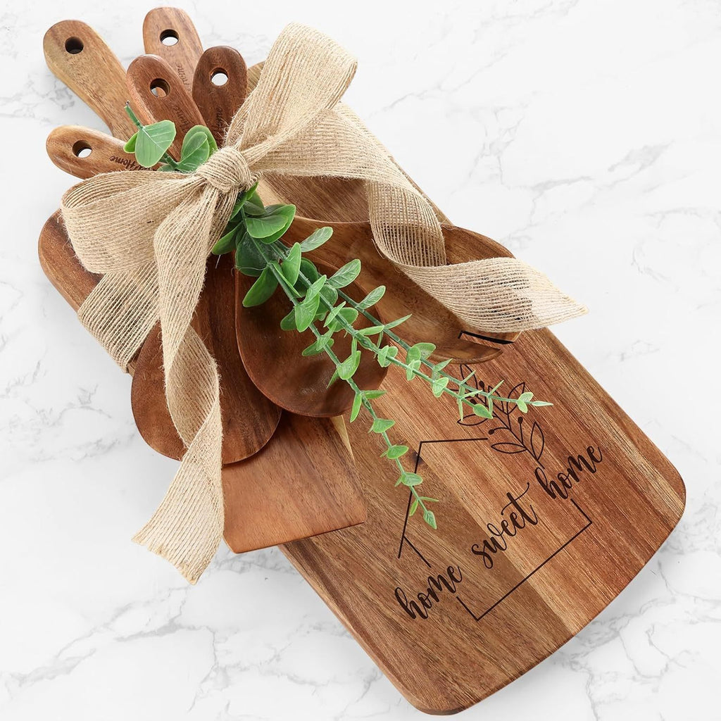 10 Pcs Housewarming Gifts New Home, First Home Apartment for New Homeowners Couple Women Men, Apartment Closing Gift for Clients, Wooden Cutting Boards Set