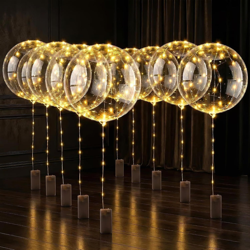 10 Pcs LED Balloons Light Up Balloons, 18 In Clear, String Lights | Reusable Clear LED Balloon Lights; Individual Switch; Glow in the Dark Wedding, Anniversary & Birthday Party Decorations