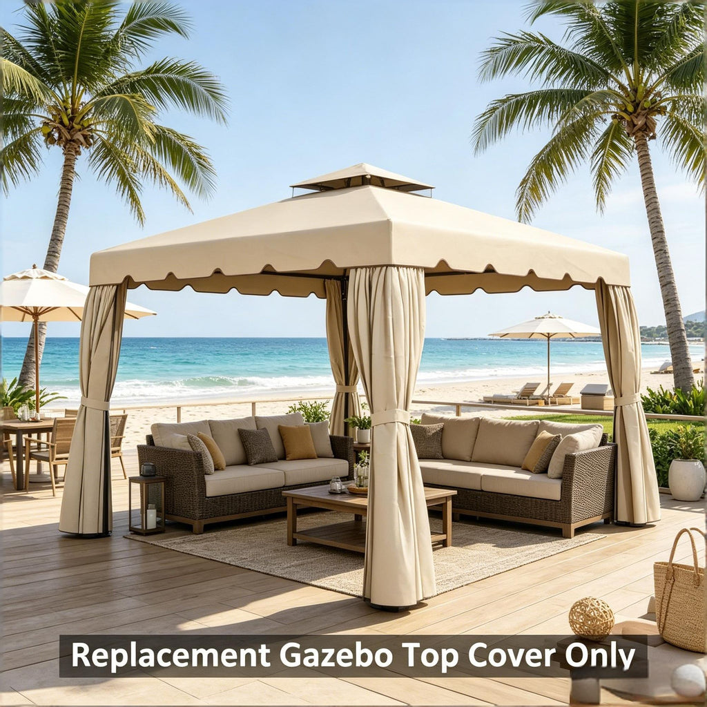 10' X 10' Gazebo Replacement Canopy Beige Model 84C-051 Or 84C-269 Outdoor Garden Shelter Durable Fabric Roof