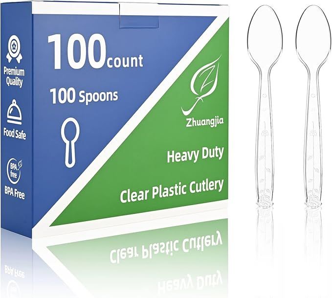 100 Count Extra Heavy Duty Clear Plastic Forks Disposable, BPA-Free, Heat Resistant, Durable Disposable Forks Bulk for Catering & EventsParty Supplies