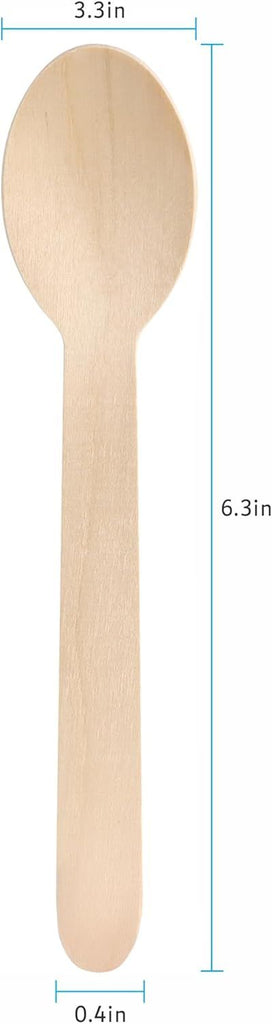 100 Count Wooden Spoons Disposable, Splinter-free Biodegradable Spoons, Eco-friendly, Compostable Utensils for Outdoors, Parties, and events