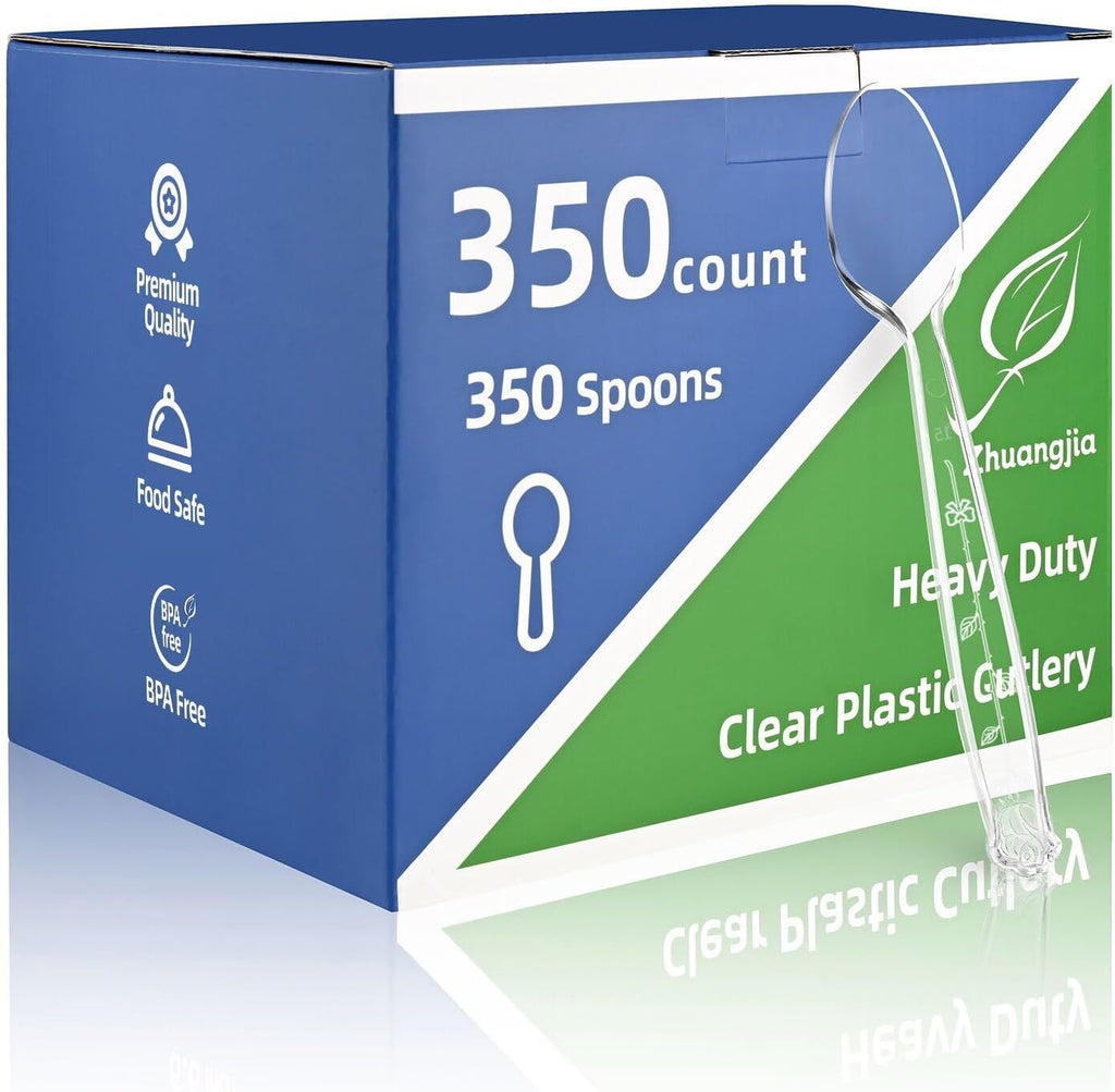 100-Pack Clear Plastic Spoons Disposable BPA-Free Heat Resistant Utensils for Catering & Events -Spoons Heavy Duty Bulk,plastic disposable for Party Supplies