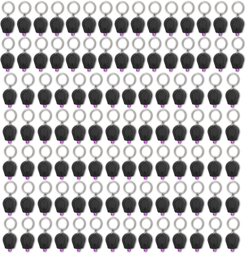 100 Pack Mini UV LED Keychain Flashlight, 395nm Ultraviolet Keychain Flashlight, UV Keychain Light Black Light for Detections-Black Shell