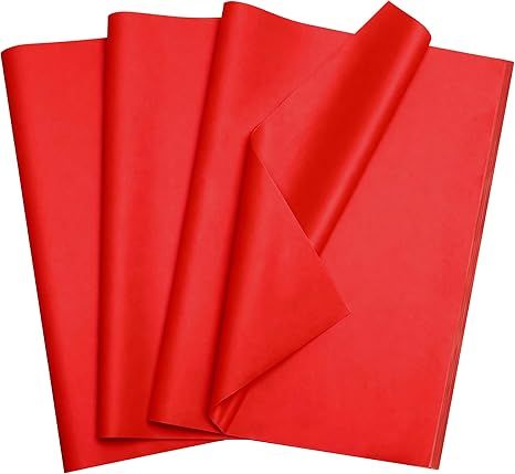 100 Sheets 20"X14" Red Tissue Paper Bulk for Gift Bags Wrapping Weddings Birthday Showers Arts Craft Party Favor Decoration