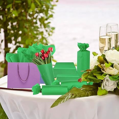 100 Sheets Green Tissue Paper Artdly 14 x 20 Inches Green Wrapping Paper Bulk for Weddings Birthday DIY Project Christmas