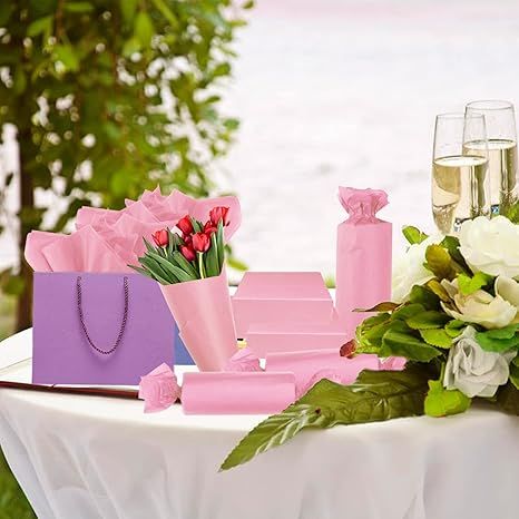 100 Sheets Pink Tissue Paper Artdly 14 x 20 Inches Pink Wrapping Paper Bulk for Weddings Birthday DIY Project Christmas