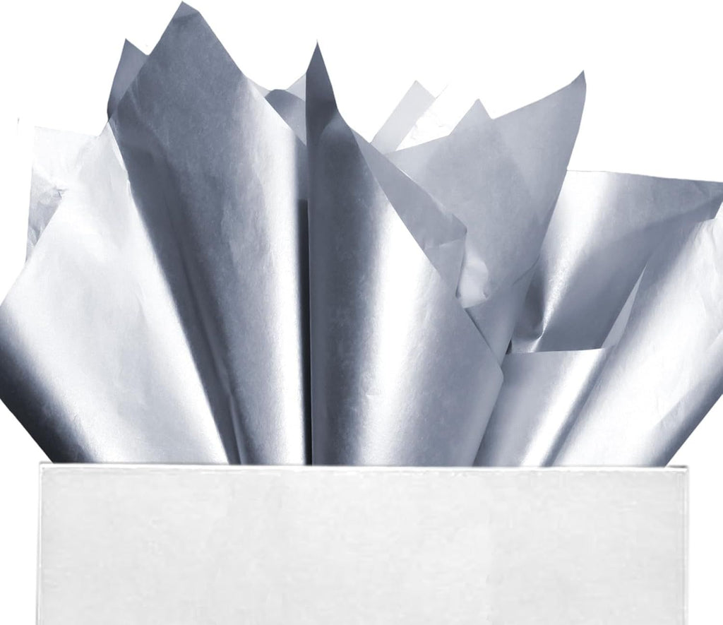 100 Sheets Silver Tissue Paper Artdly 12 x 20 Inches Silver Wrapping Paper Bulk for Weddings Birthday DIY Project Wrapping Crafts Decor
