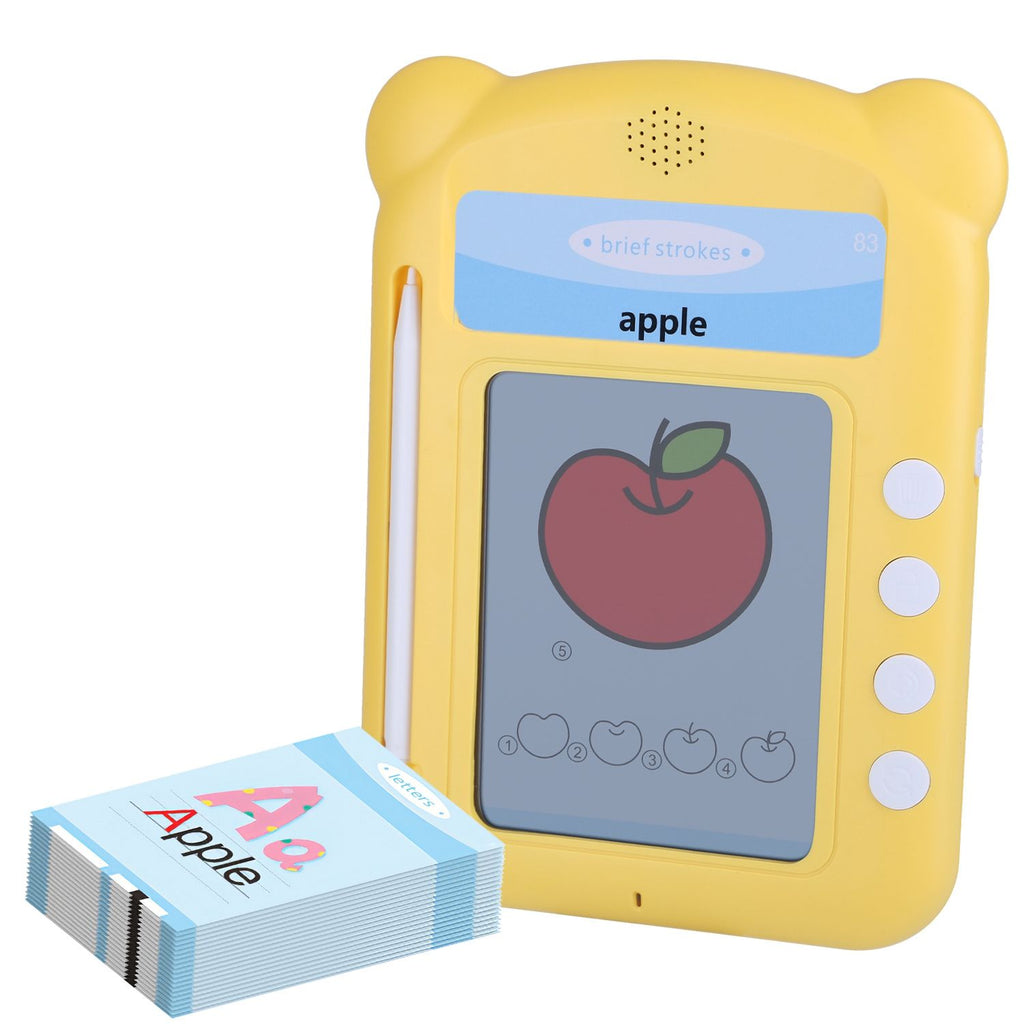 100 Words Talking Flash Cards 5.5In Toddler LCD Writing Tablet with 50 Double-sided Cards Stylus Pen Electronic Cognitive Audio Toddler Reading Machine for Kids 4-6Years Old