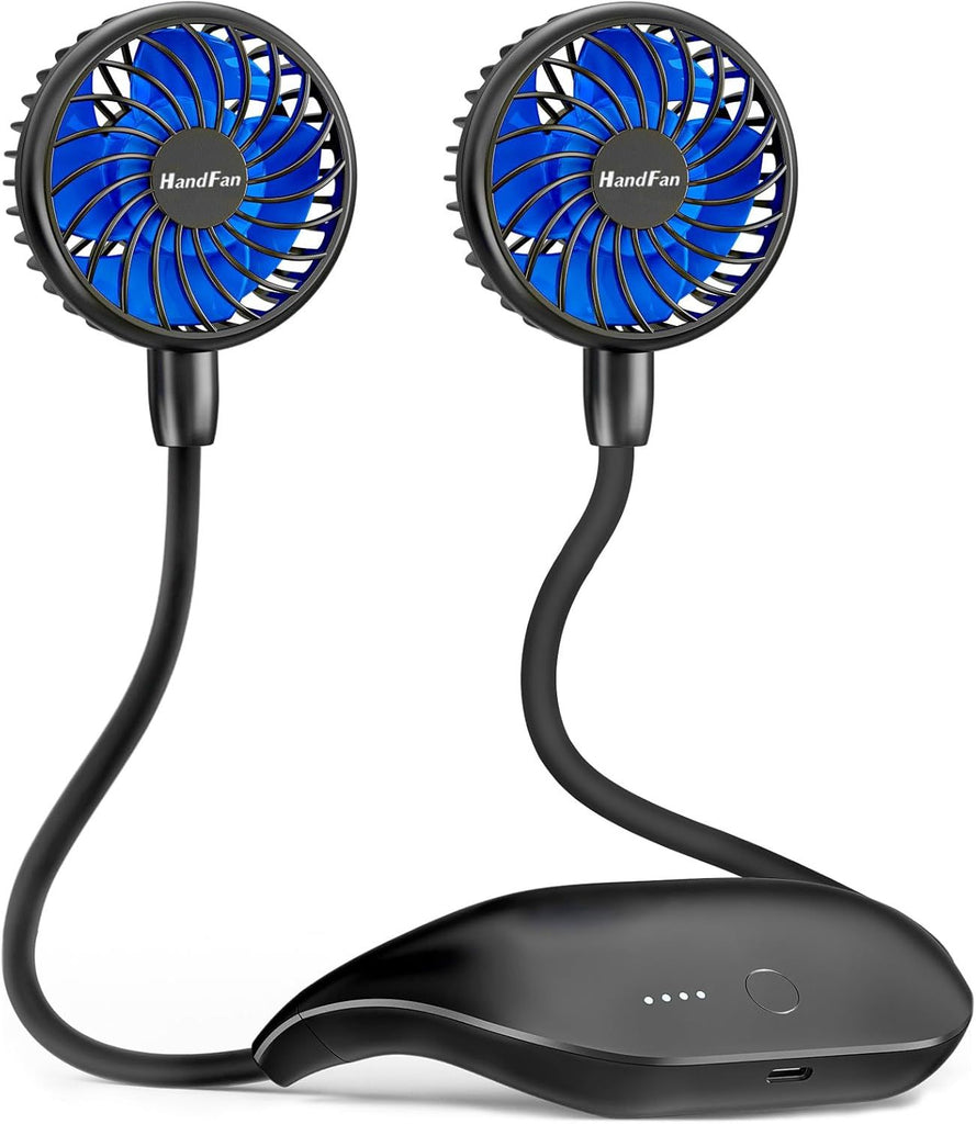 10000mAh Portable Neck Fan Rechargeable, 48Hrs Long-Lasted Wearable Personal Fans, Hands Free Necklace Fans, Hanging Cooling Fan for Travel, Hiking, Fishing, Gifts for Women Men