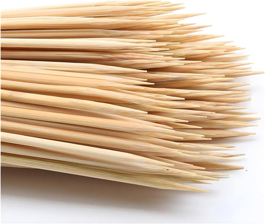 100PCS 8 inch Bamboo Skewers for wooden sticks, BBQ, Appetiser, Fruit, Cocktail, Kabob, Chocolate Fountain, Grilling, Kitchen, crafting and Party. Φ=3mm, More Size Choices 6"/8"/10"/12"/36"