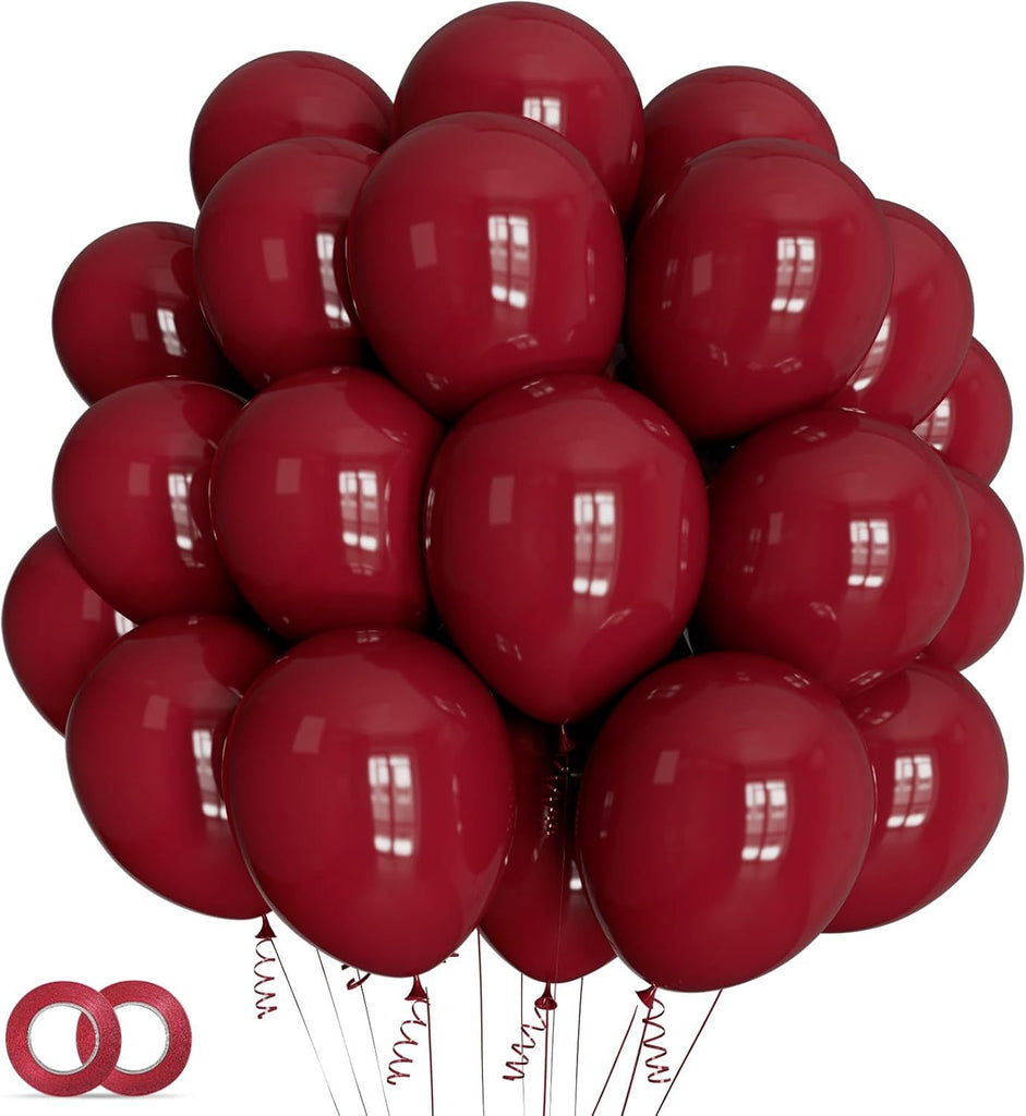 100pcs Burgundy Balloons 12inch Dark Red Maroon Party Latex Balloons for Graduation Thanksgiving Wedding Engagement Birthday Anniversary Valentines Party Decorations