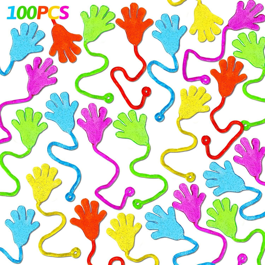 100PCS Glitter Sticky Hands Party Favors for Kids 4-8 8-12 Birthday Supplies Christmas Goodie Bag