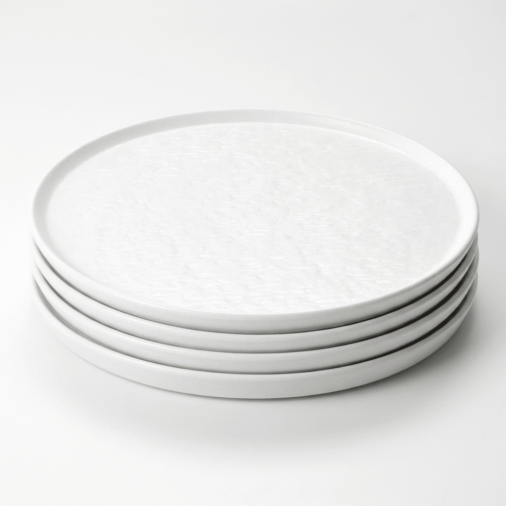 10.5" Organic Modern Stoneware Dinner Plate Set, Textured Ceramic Plates (Set of 4)