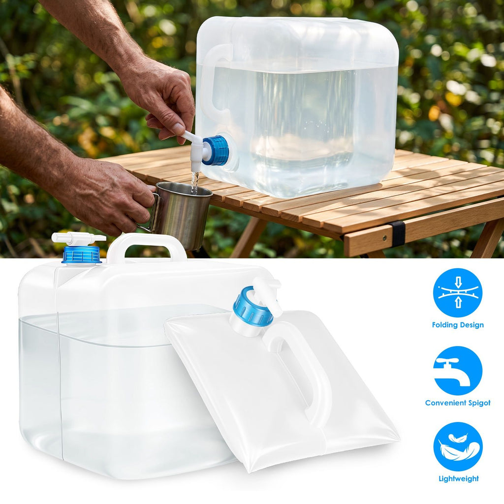 10L/2.64Gal Collapsible Water Container with Spigot Foldable Water Storage Bag with Handle Portable Camping Water Jug for Hiking RV Emergency Preparedness Picnic & Outdoor Use
