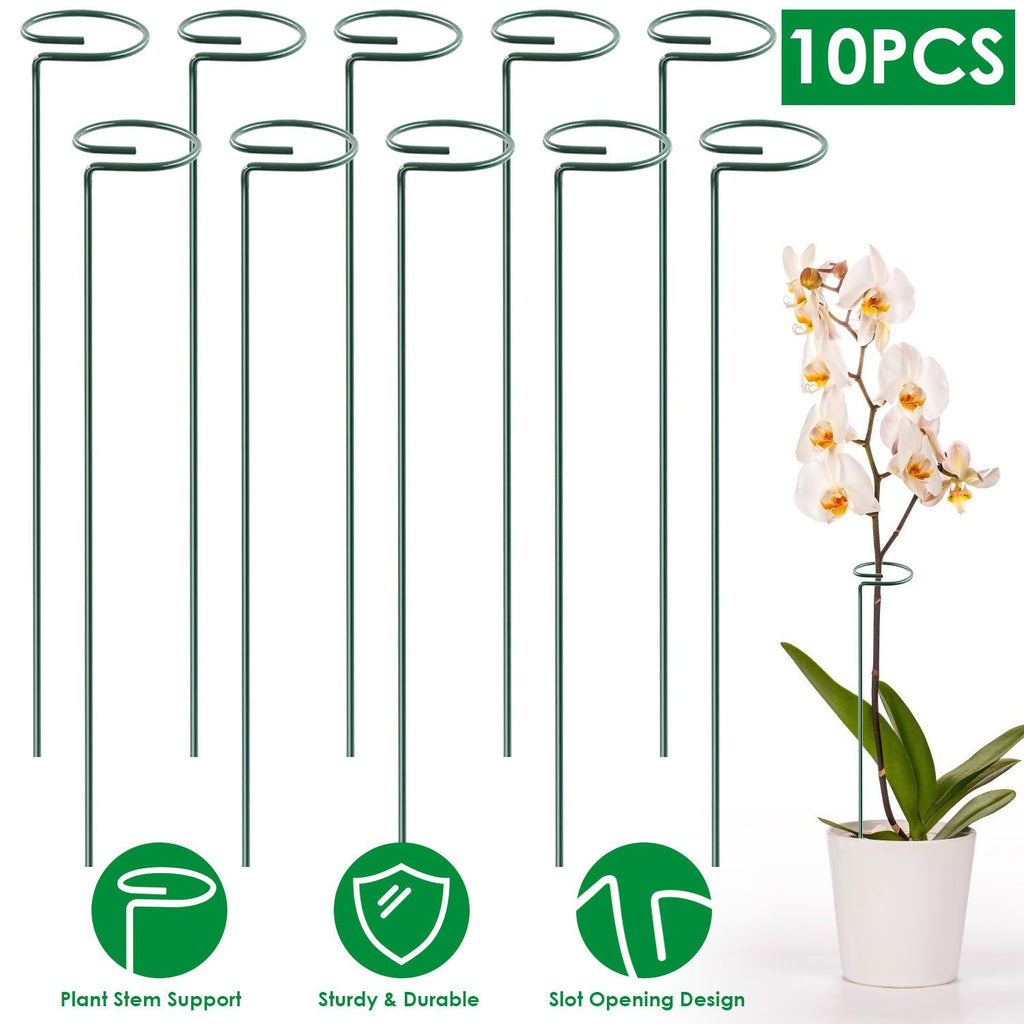 10Pcs Plant Flower Support Stakes Garden Single Stem Support Stake Iron Plant Cage Support Ring