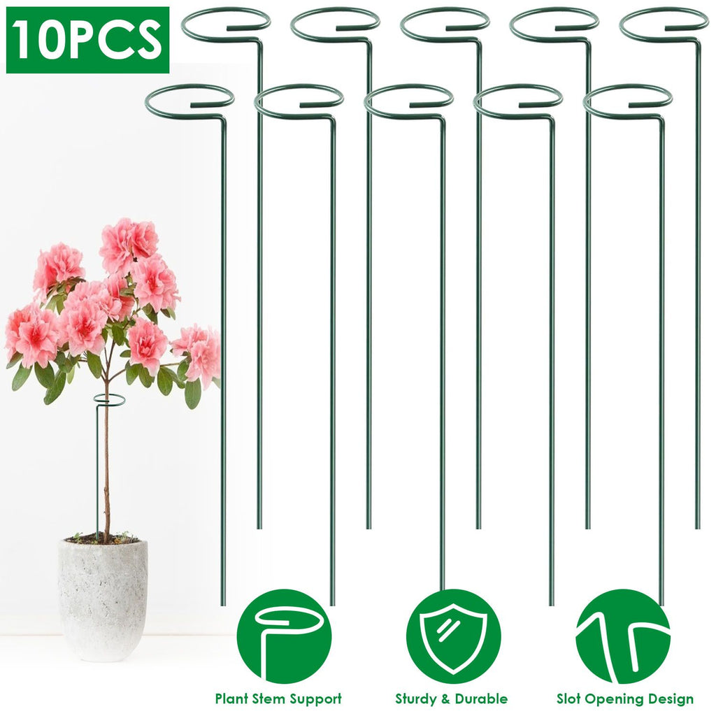 10Pcs Plant Flower Support Stakes Garden Single Stem Support Stake Iron Plant Cage Support Ring