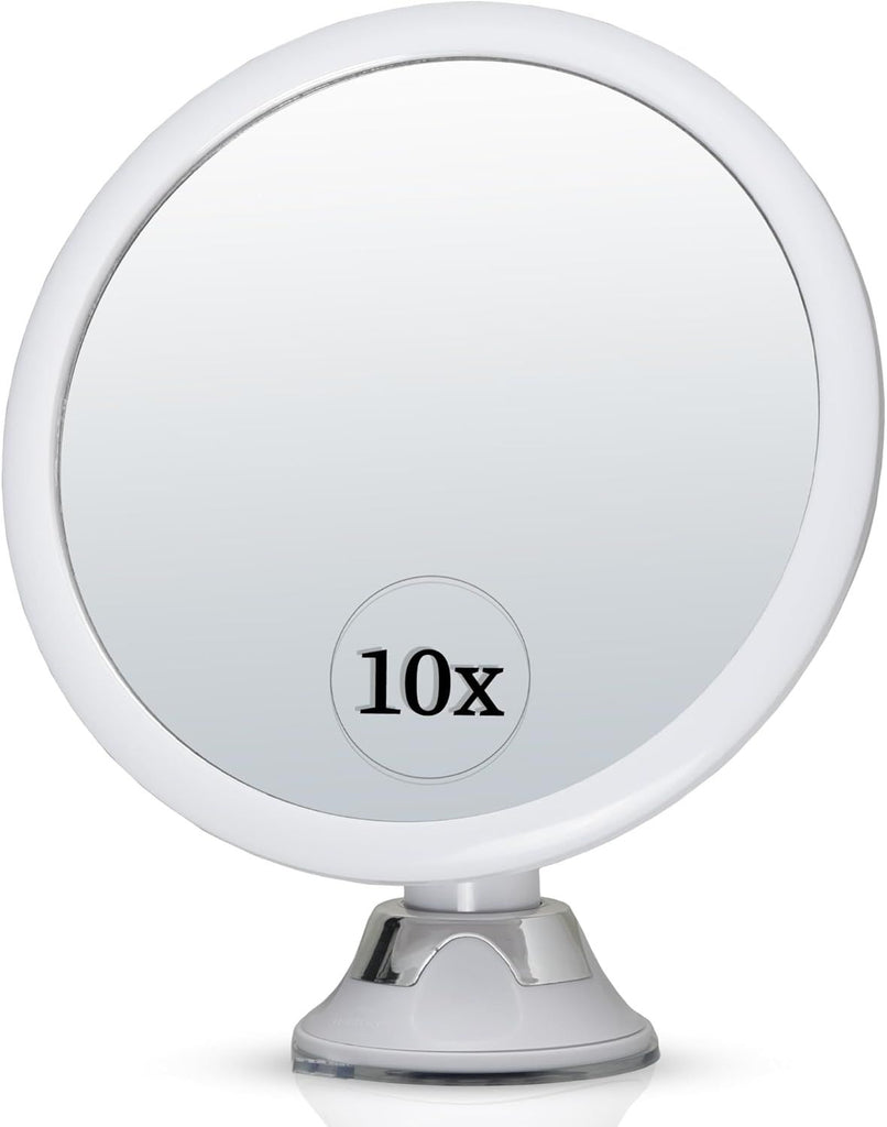 10X Round Magnifying Mirror for Applying Makeup - Suction Cup Cosmetic Make Up Mirror, Ideal for Vanity, Bathroom, and Travel Use - 6.7" Diameter