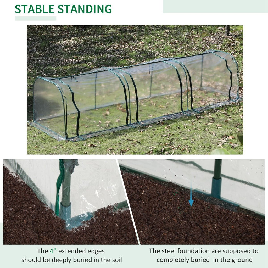 11.5' L x 3.25' W x 2.5' H PVC Metal Tunnel Garden Greenhouse Kit