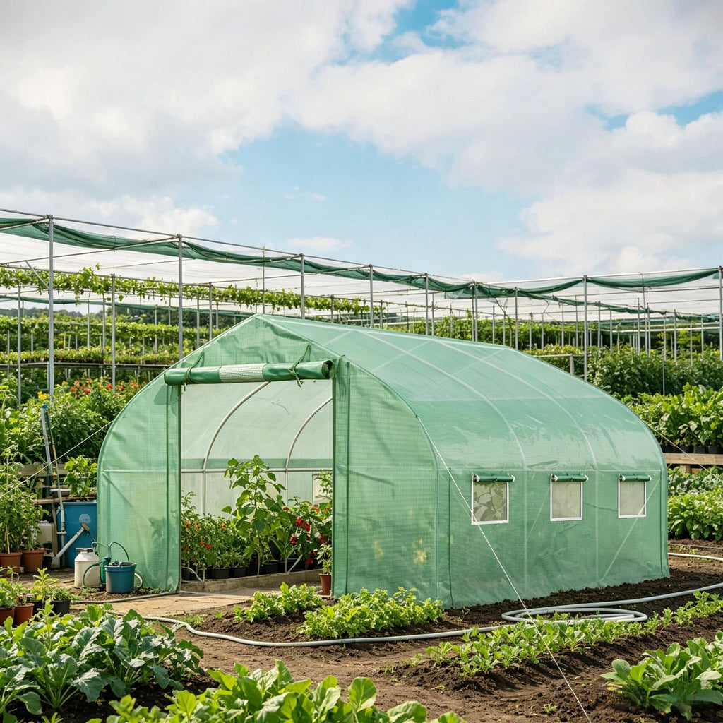 11.5' X 10' X 6.5' Walk-in Tunnel Greenhouse with Zippered Mesh Door 7 Mesh Windows & Roll-up Sidewalls Upgraded Gardening Plant Hot House on Galvanized Steel Hoops Green