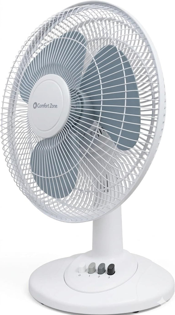 12 inch Table Fan with Adjustable Tilt, Wide Area Oscillation, Quiet Air Circulator Fan For Bedroom, 3 Speed Desktop Fan for Home Office, Push Button Controls