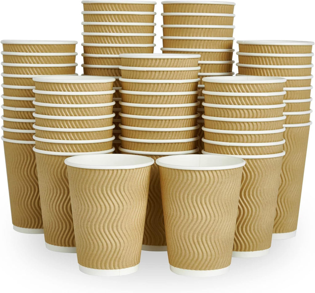 12 oz Coffee Cups, 80 Count Insulated Ripple Wall Paper Hot Coffee Cups for Hot Beverage