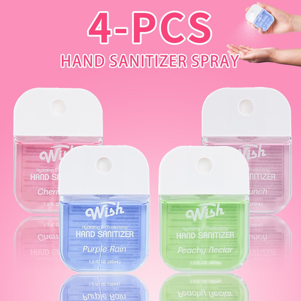 1.2 oz Hand Sanitizer Spray With Bag, (4 Scent) Purple Rain/Peachy Nectar/Fruit Punch/Cherry Pop