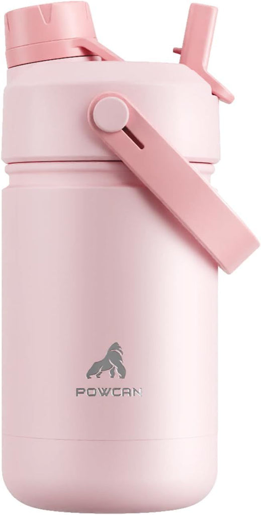 12 oz Kids Insulated Water Bottle for School: 2-in-1 Straw Spout Lid, Leakproof, BPA-Free, Keep Cold 24H, Insulated Stainless Steel Cup for Travel, Camping, Gift for Girls Daughters Cotton Candy