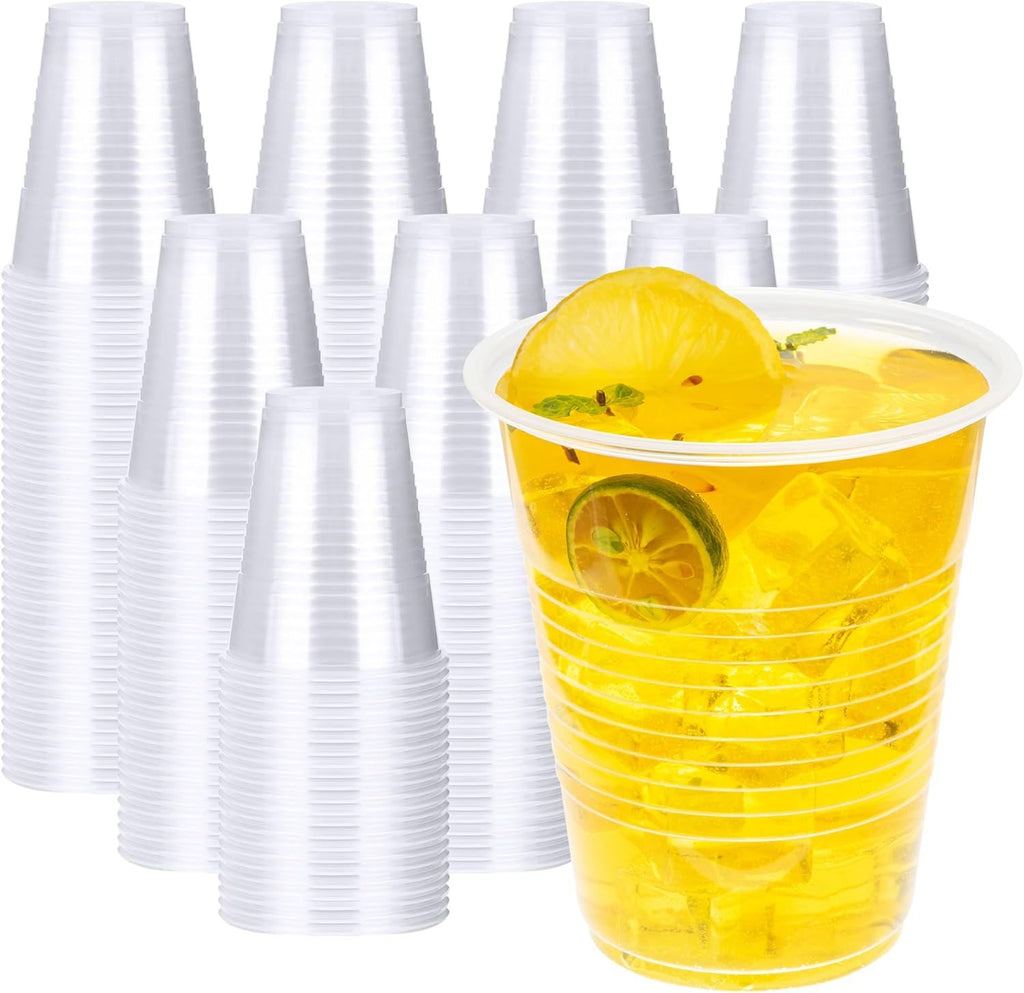 12 oz Plastic Cups, 1000 Pack - Clear Disposable Drinking Water Cups for Cold Beverages, Ideal for Party