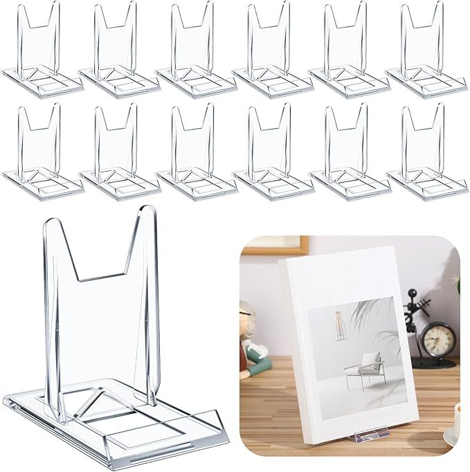 12 Pack Acrylic Book Stand for Display Adjustable Clear Display Holder Easel Collector Stand for Home Office Back to School Comic Album CD Magazine Postcard Artworks (4.2 x 4.3 x 2.35 Inch)
3