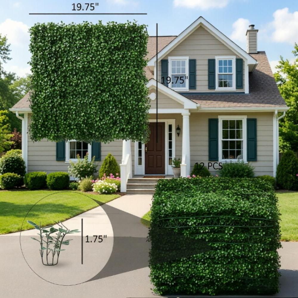 12 PCS Artificial Boxwood Topiary Wall Greenery Backdrop Light Green Privacy Hedge Screen 4 Layer Roll for Home Decor