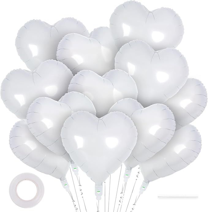 12 Pcs Red Heart Balloons,18 Inch Heart Foil Balloons Love Balloon Valentine Balloon for Birthday Party Wedding Engagement Party Baby Shower Valentine Day Decorations (red)