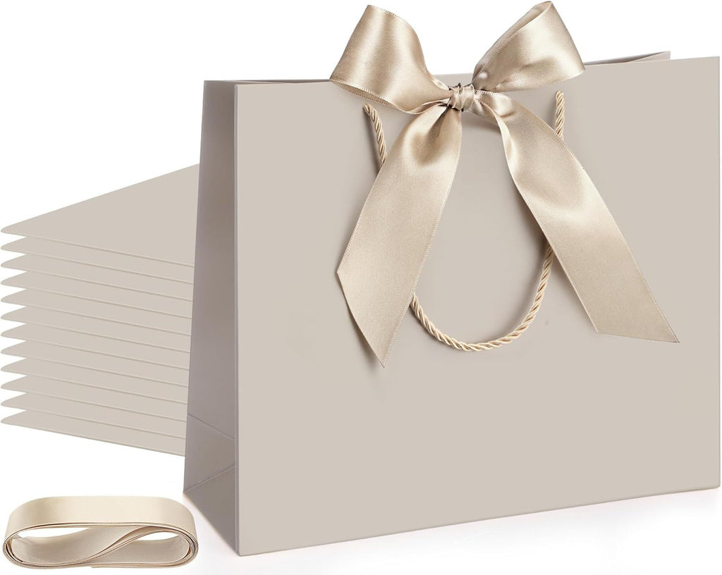 12 Pcs Thank You Gift Bags with Handle 12x10x4'' Welcome Return Gifts Bag with Bow Ribbon for Valentine Wedding Bridesmaid Baby Shower New Year Housewarming Birthday (Champagne)
12 Pcs Thank You Gift