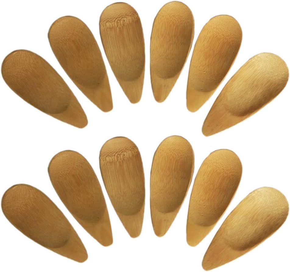 12 Pieces Bamboo Tea Spoon Bamboo Scoops Bath Salt Spoon Wooden Condiment Spoon for Loose Tea, Candy, Spices, Coffee Beans, 3.94 x 1.57 Inches, Natural Color
