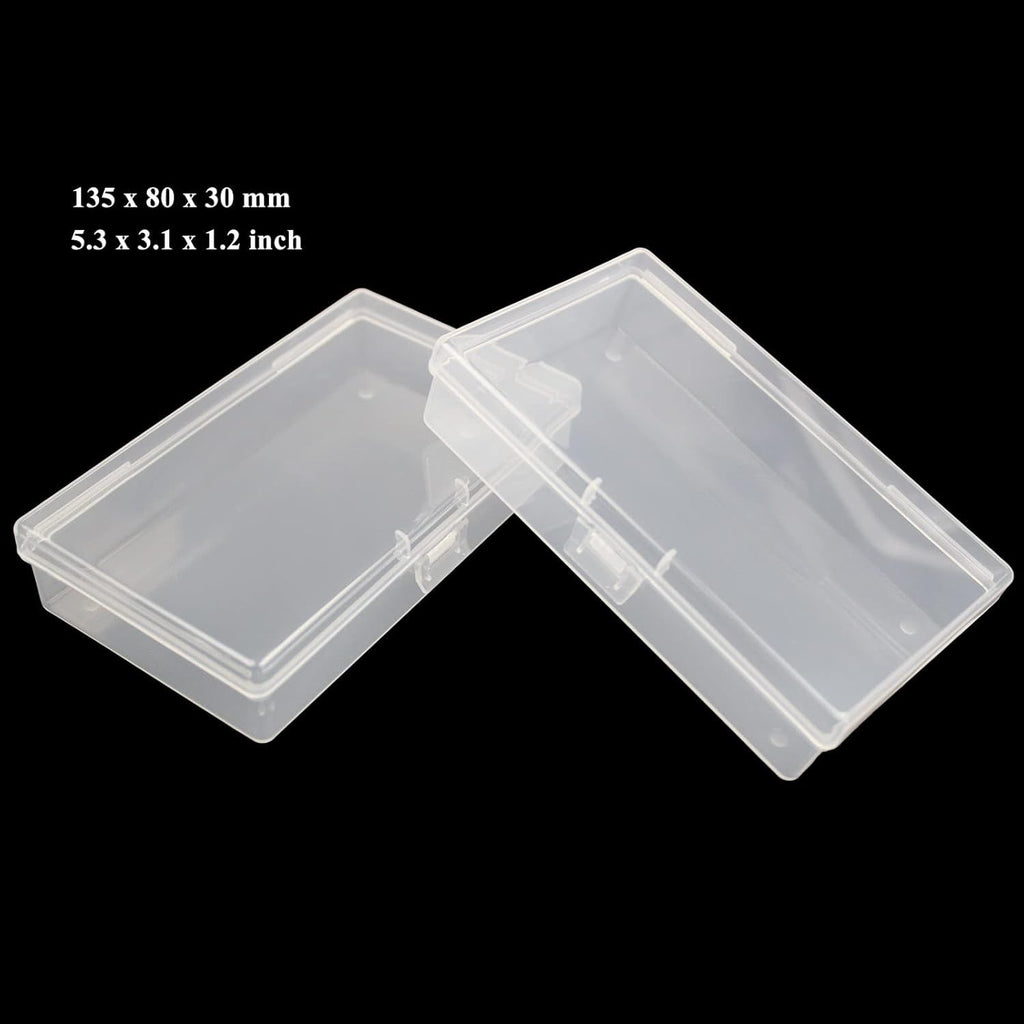 12 Pieces Rectangular Empty Mini Clear Plastic Organizer Storage Box Containers with Hinged Lids (5.3 x 3.1 x 1.2 inch, Transparent)