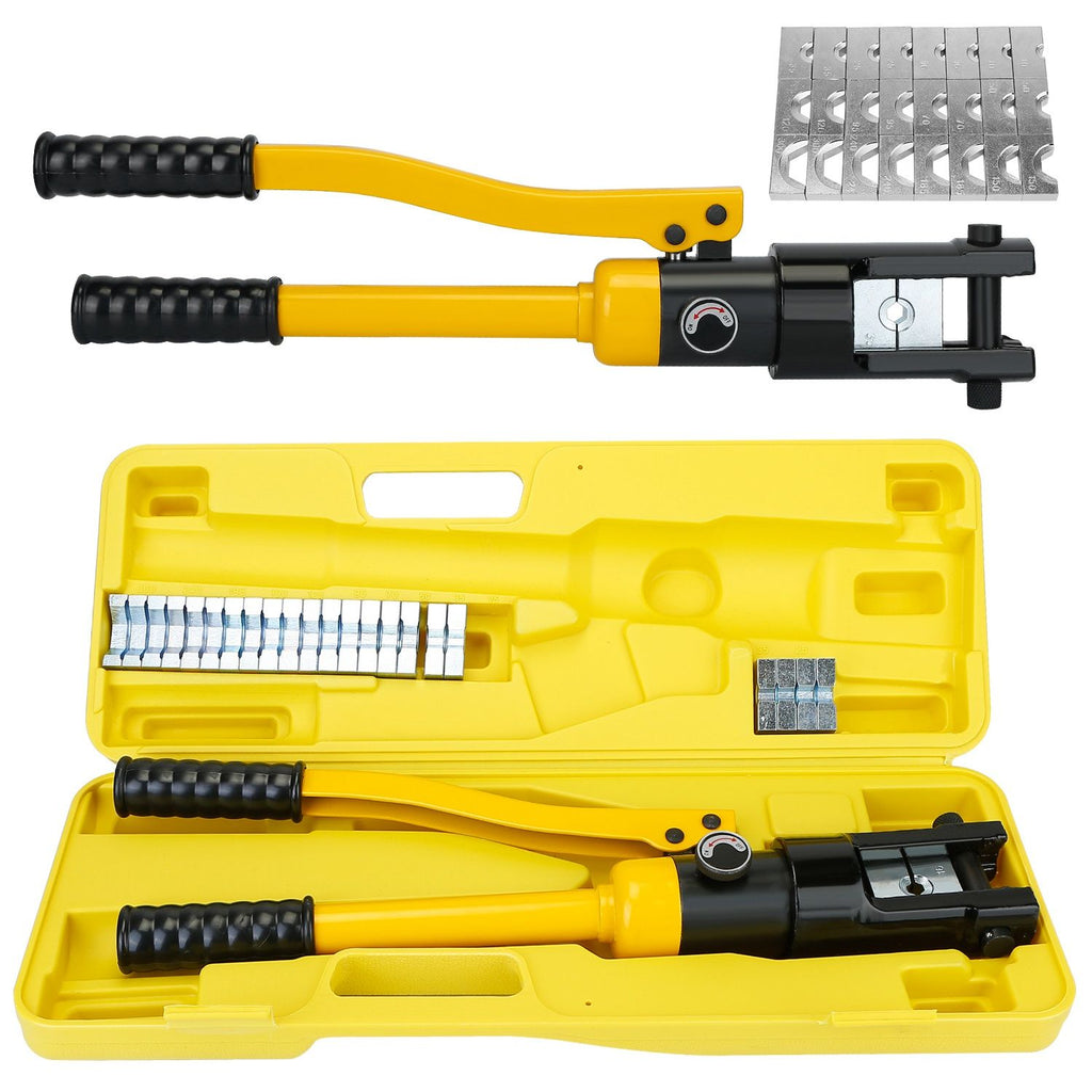 12 Ton Hydraulic Wire Crimper Professional Terminal Crimping Pliers Battery Cable Lug Crimping Tool Set with 12 Dies