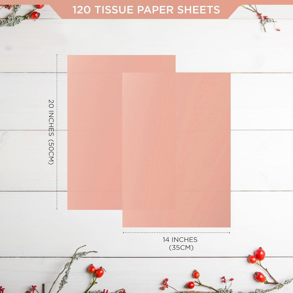 120 Sheets Rose Gold Tissue Paper for Gift Bags Bulk 14x20 Inch - Rose Gold Christmas Wrapping Paper Perfect for Christmas Gifts Wrap, Wedding, Valentines Day, DIY, Holiday & Xmas Decorations