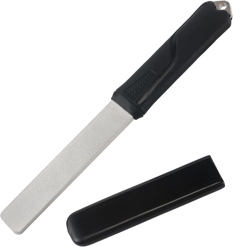 121N Dual-Grit Diamond Sharpening Stone File Garden Tool Knife Sharpener, for Lawn Mower Blade, Axe, Hatchet, Hedge Shears, Chisels, Drills, with Angle Guide - Coarse 325 / Extra Fine 1200 Grit