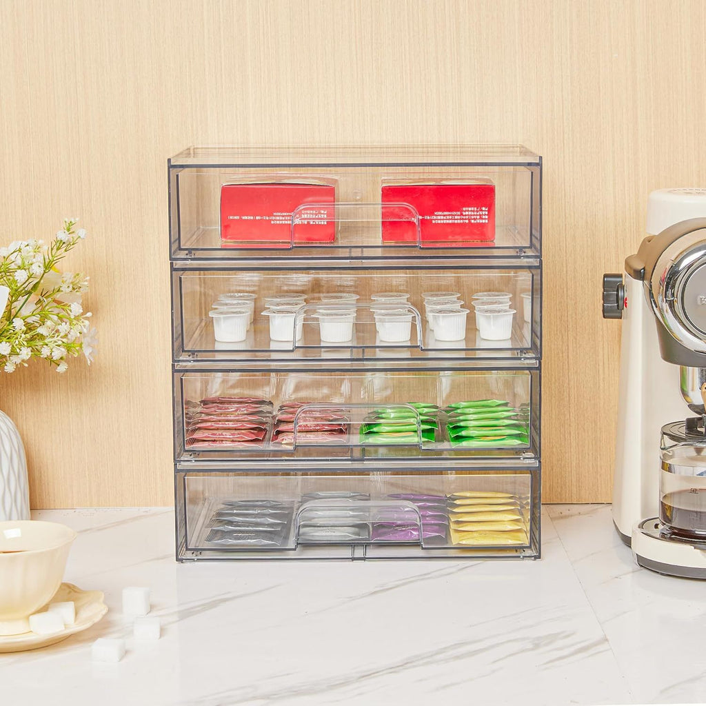 12.1''W Clear Stackable Storage Drawers,3 Pack Acrylic Plastic Organizers Bins for Makeup Palettes, Cosmetics, and Beauty Supplies,Ideal for Vanity, Bathroom,Cabinet,Desk Organization