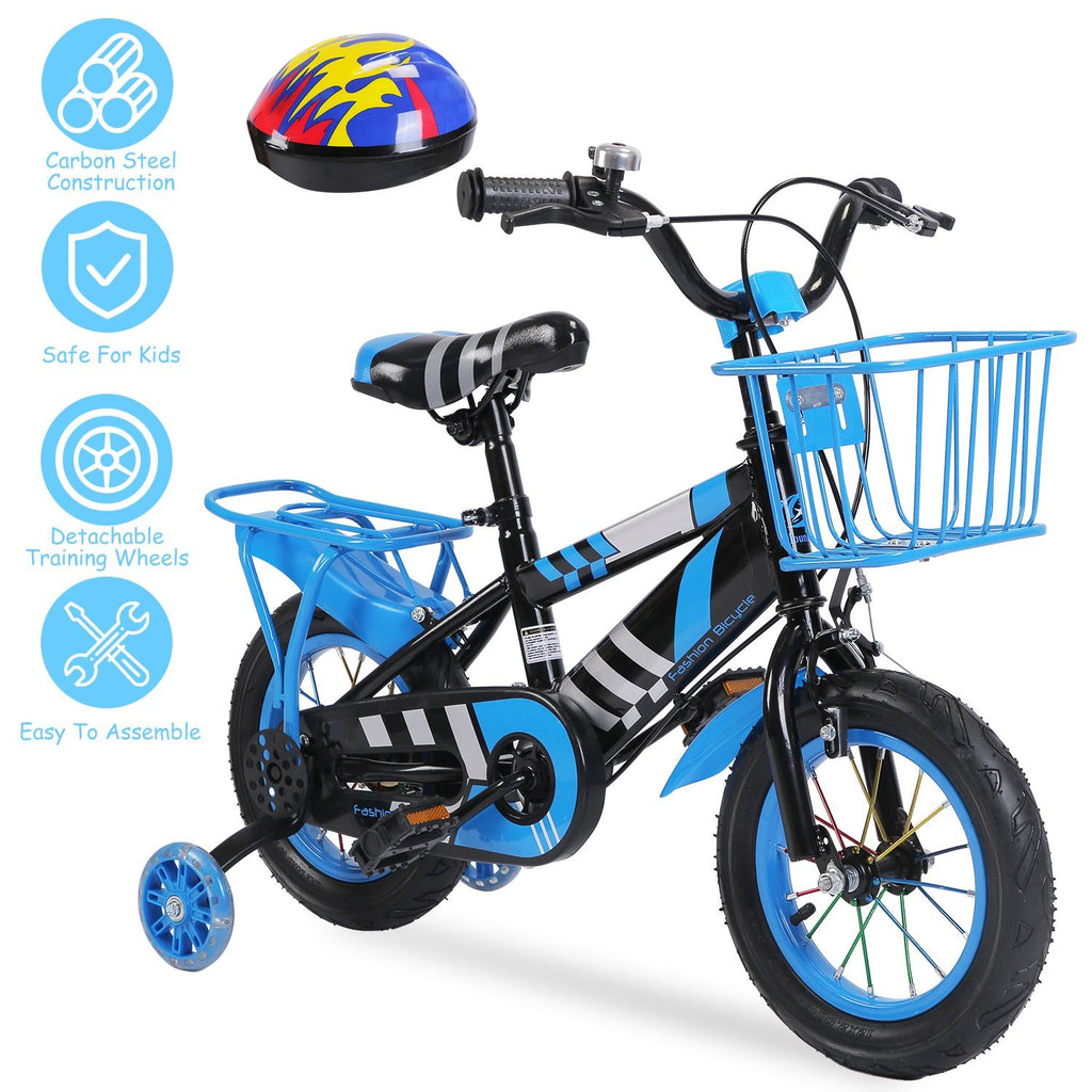 12In/16In Kids' Bike with Training Wheels Children Bicycle with Helmet Basket Rear Seat Chain Guard for Boys Aged 2-4/4-7 GPCT5448