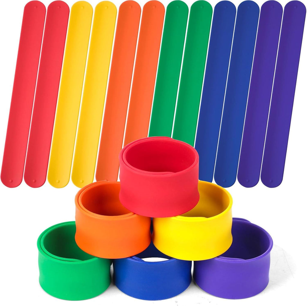 12PCS Slap Bracelets, Colorful, Silicone, for DIY Goodie Bags, School Classroom Rewards
