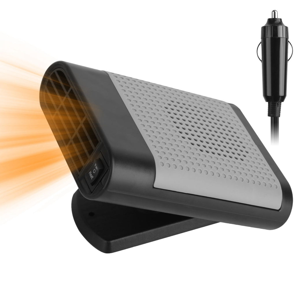 12V 150W Portable Car Heater Heating Fan 2 In 1 Defroster Defogger Demister Windshield Heater Automotive Cooling Fan with Air Purification 360° Rotating Base