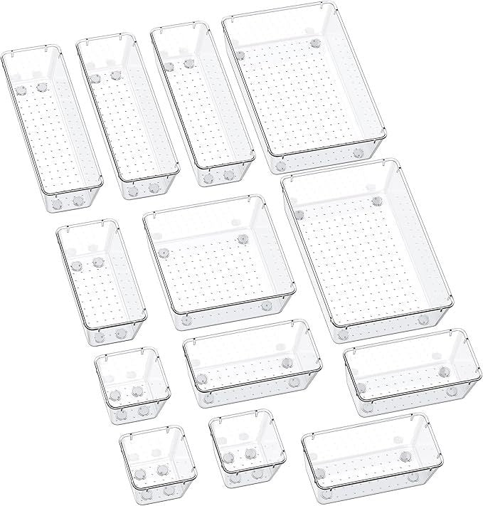 13-Piece Drawer Organizers with Non-Slip Silicone PadS