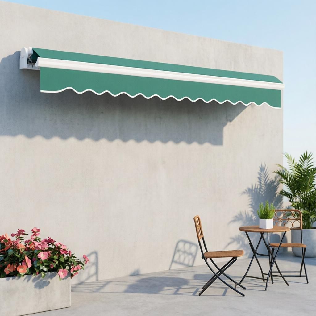 13' X 8' Green Retractable Awning with Manual Crank Handle UV & Water-Resistant Sunshade Shelter Aluminum Frame for Patio Deck Balcony Yard