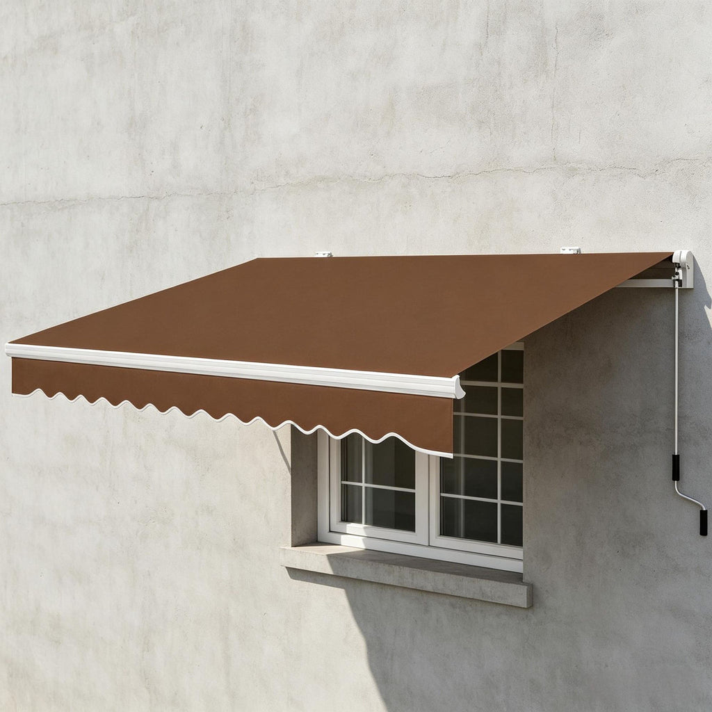 13' X 8' Retractable Awning  with Manual Crank Handle UV & Water-Resistant Fabric Aluminum Frame