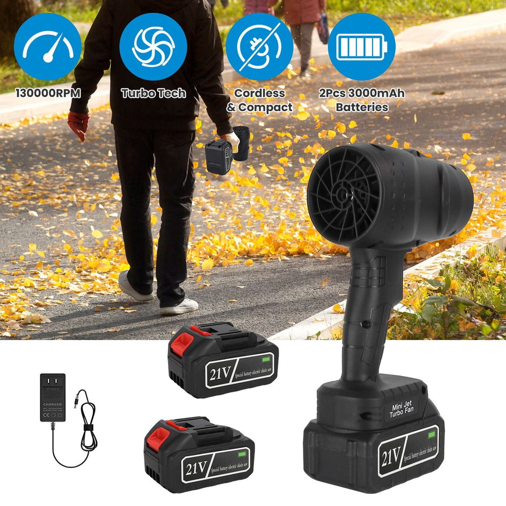 130000RPM Mini Cordless Leaf Blower Battery Operated Blower with 2x 3Ah Batteries for Leaf Snow Dust Water Blowing